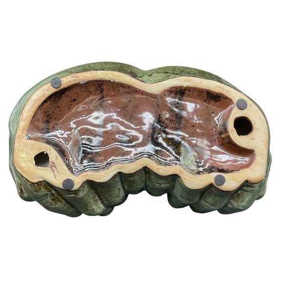 Vtg Art Pottery Ceramic Bird Feeder Sculpture Trinket Dish With Birds On Hands - Picture 5 of 6